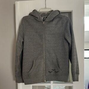 Lazy pants kids Gray Zip-Up Hoodie with Bird Design on pocket